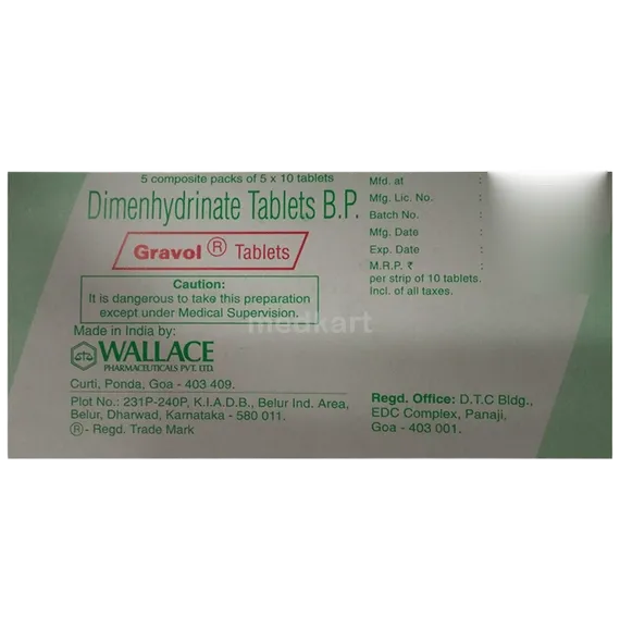 gravol 50mg tablet 10's
